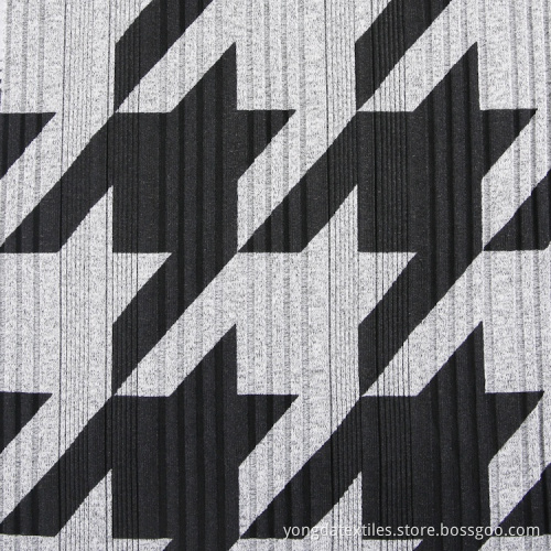 Grey Black Special Rib Pattern Geometric Print Fabric